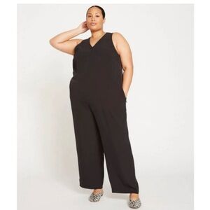 UNIVERSAL STANDARD City Stretch Crepe Black minimalist sleeveless Jumpsuit Sz 12